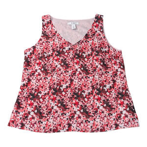 WHBM - Women's - Red Floral - Sleeveless Shirt - Size M - Preowned Good